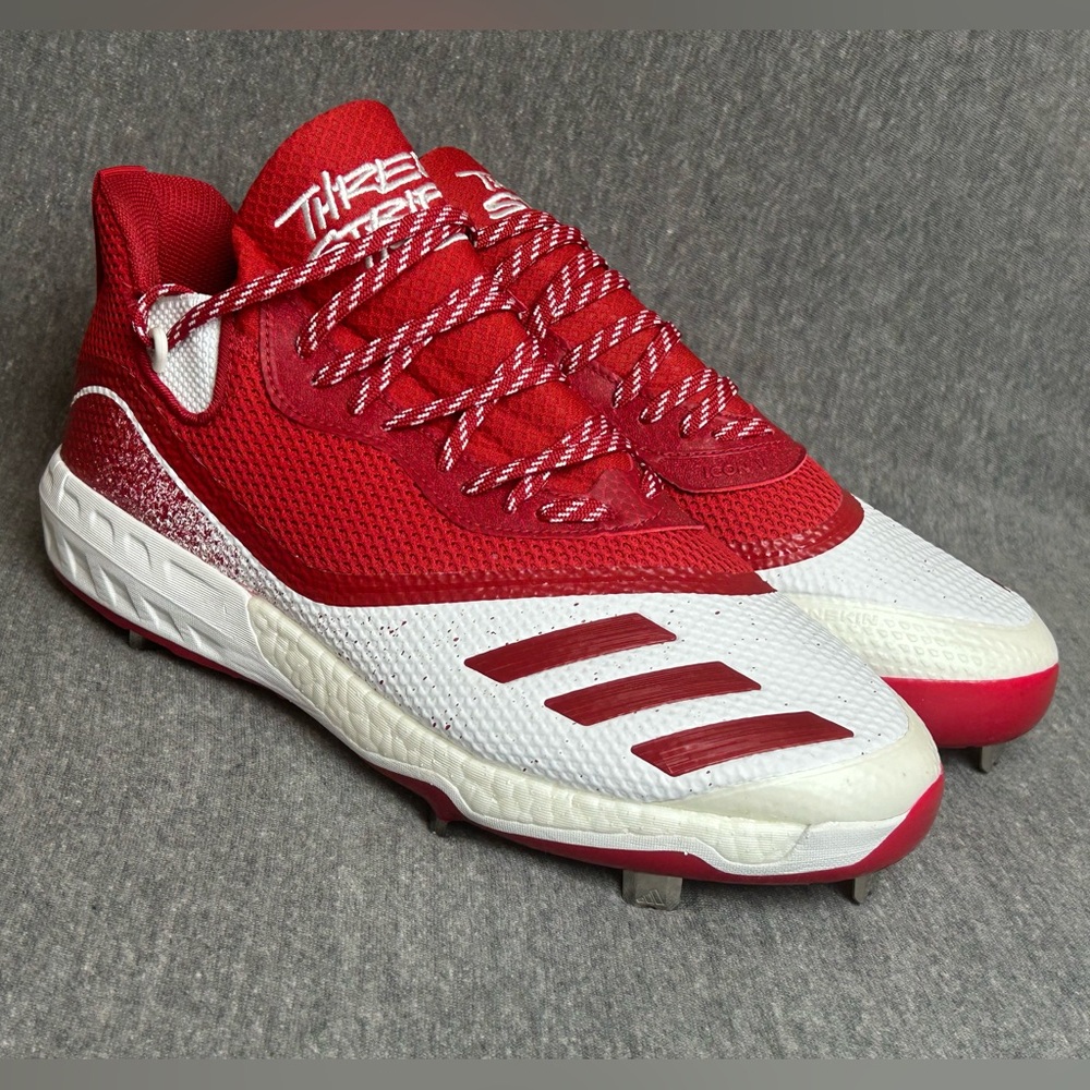 Adidas Three Stripe Life Icon V Metal Baseball Cleats Red G28248 Men’s Size 12